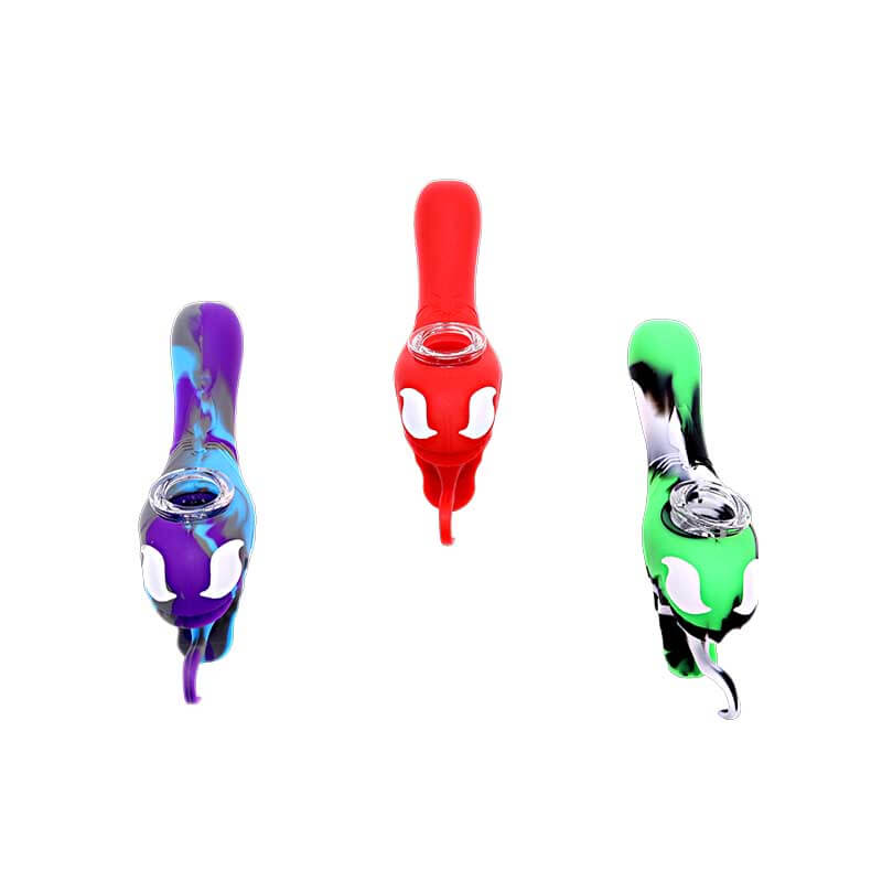 Silicone Snake Handpipe With Glass Screen (SP253) | 5 inch | Assorted Colors product image